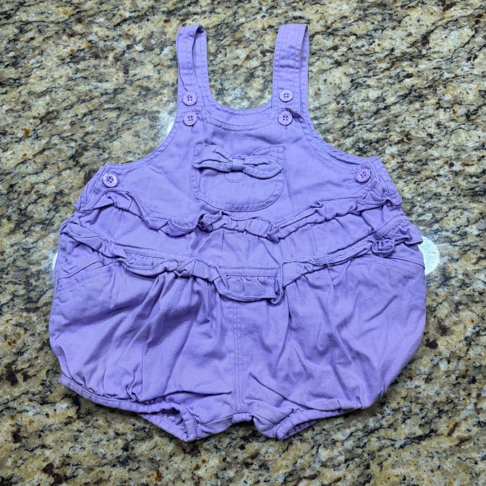 Happy Kids Vintage Purple Ruffle Bubble Romper Toddler Girls 3T Cotton Sunsuit